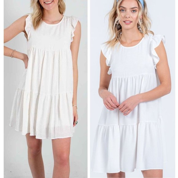 Everly Dresses & Skirts - Everly White Tiered Babydoll Flowy Mini Dress Size M